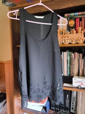 Bluenotes Black Laser-Cut Hem Tank